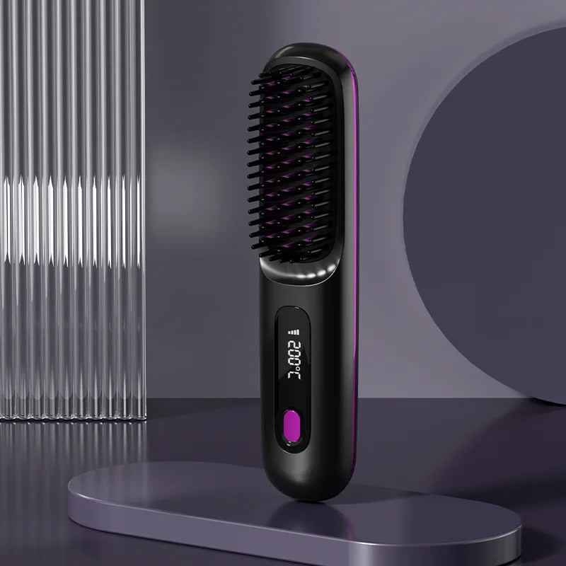 Cordless Mini Hair Straightener Brush