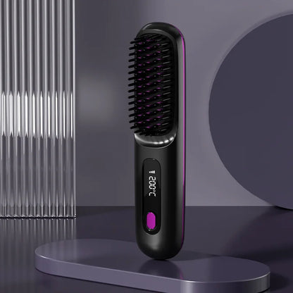 Cordless Mini Hair Straightener Brush