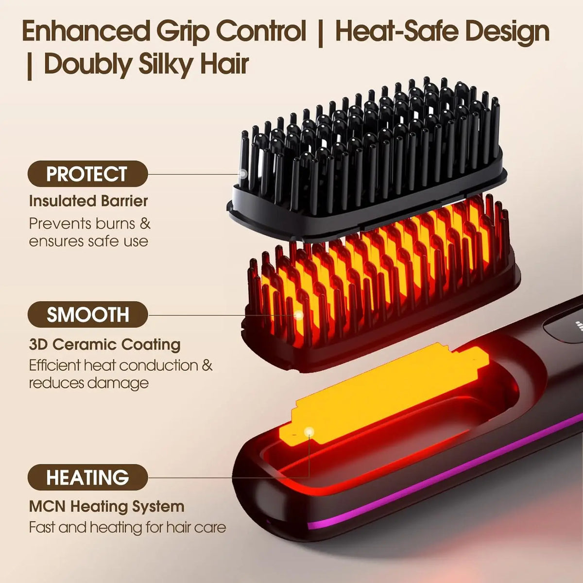 Cordless Mini Hair Straightener Brush