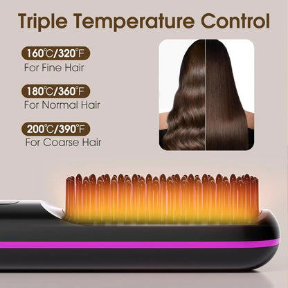 Cordless Mini Hair Straightener Brush