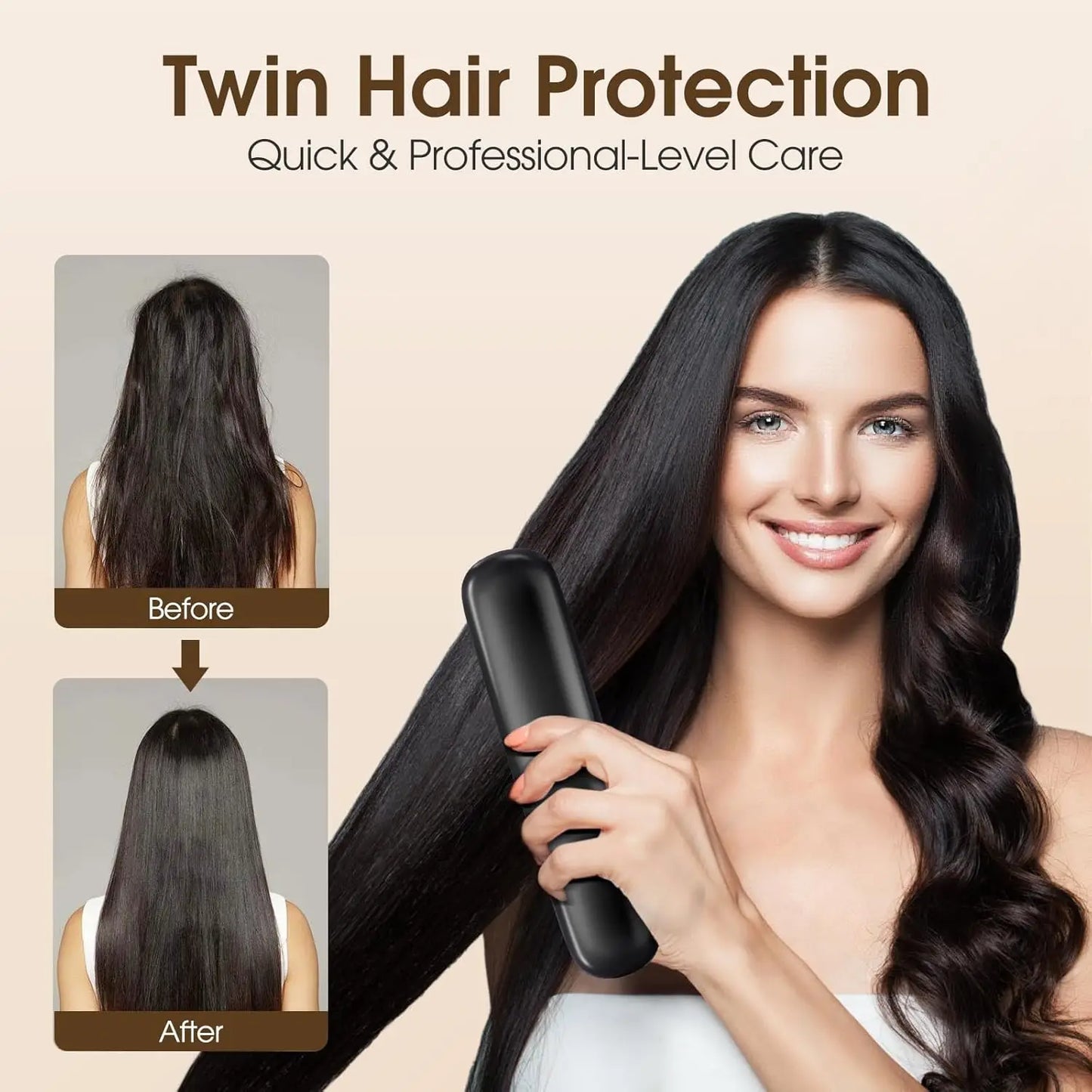 Cordless Mini Hair Straightener Brush